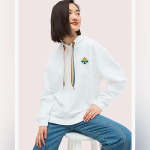 Kate Spade White Spade Pride Rainbow Hoodie, small